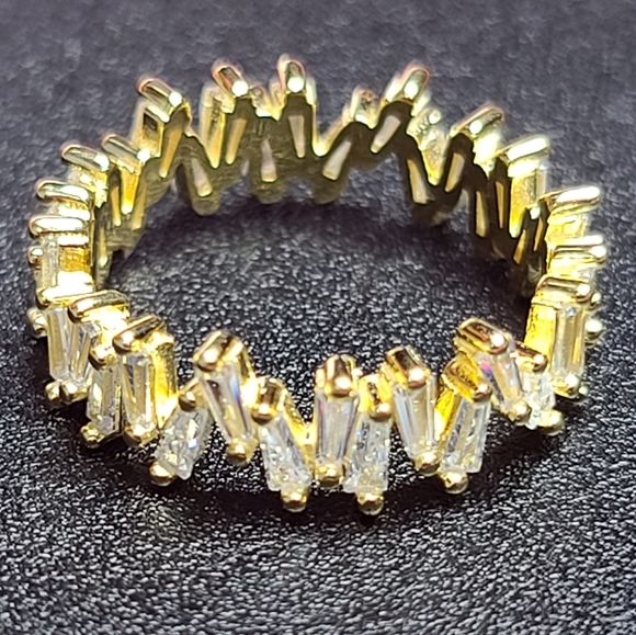 925 Sterling Silver Yellow Gold Irregular Emerald - Picture 11 of 11